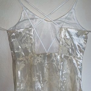 NWT Ivory velvet dress with gold detail